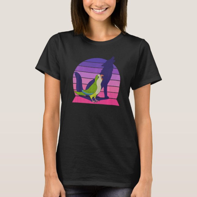 Retro Parrot I Howling Varg I Screaming Grönt Munk T Shirt (Framsida)