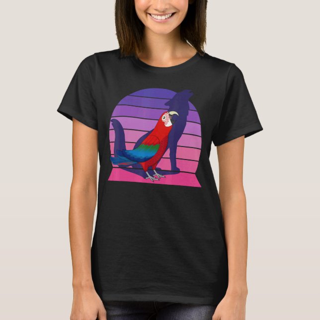 Retro Parrot I Howling Varg I Screaming Grönt ving T Shirt (Framsida)