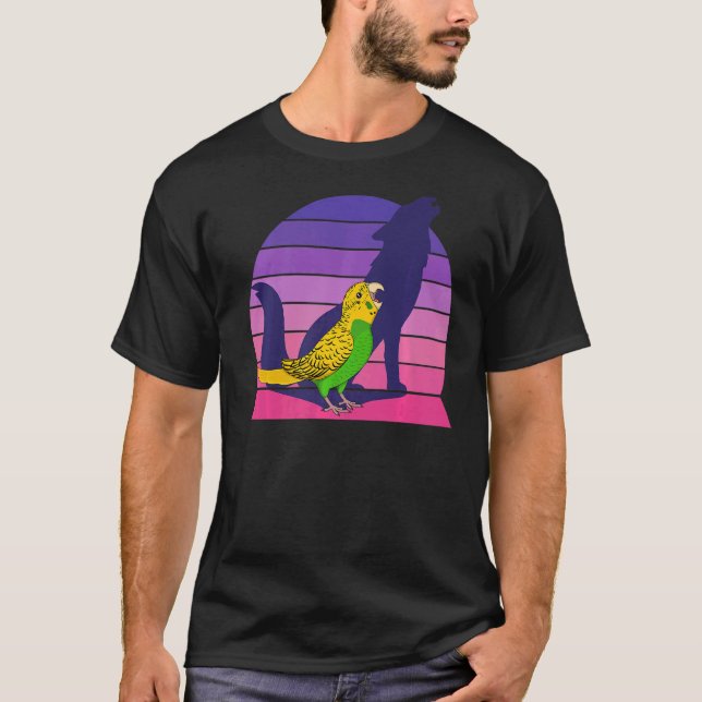Retro Parrot I Howling Varg I Screaming Gult Bud T Shirt (Framsida)
