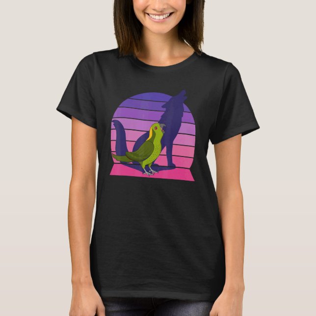 Retro Parrot I Howling Varg I Screaming Gult Fäst T Shirt (Framsida)
