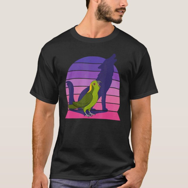 Retro Parrot I Howling Varg I Screaming Gult Fäst T Shirt (Framsida)