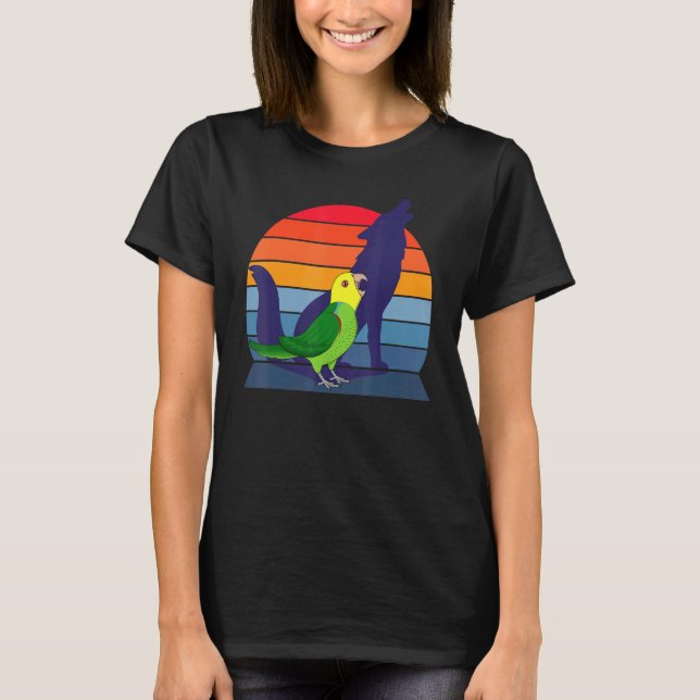 Retro Parrot I Howling Varg I Screaming Gult hea T Shirt (Framsida)