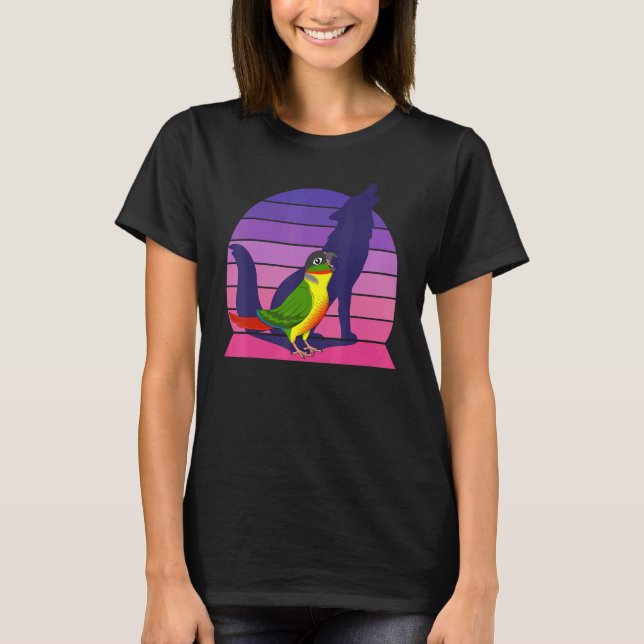 Retro Parrot I Howling Varg I Screaming Gult sid T Shirt (Framsida)