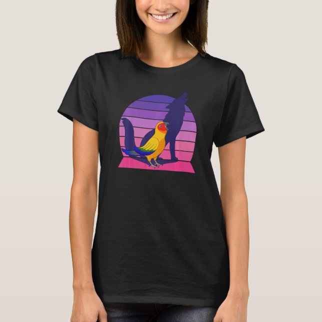 Retro Parrot I Howling Varg I Screaming Sol Conure T Shirt (Framsida)