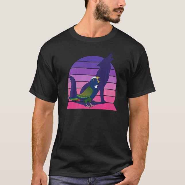 Retro Parrot I Howling Varg I Screaming White Capp T Shirt (Framsida)