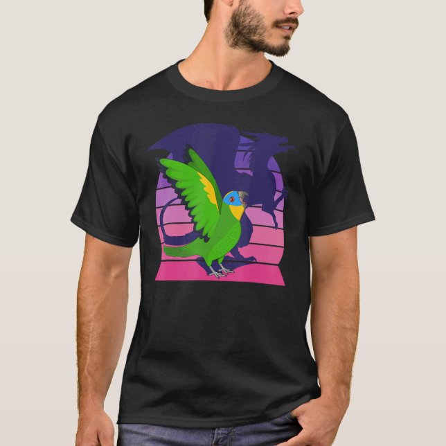 Retro Parrot I Winged Dragon I Orange vingade Amaz T Shirt (Framsida)
