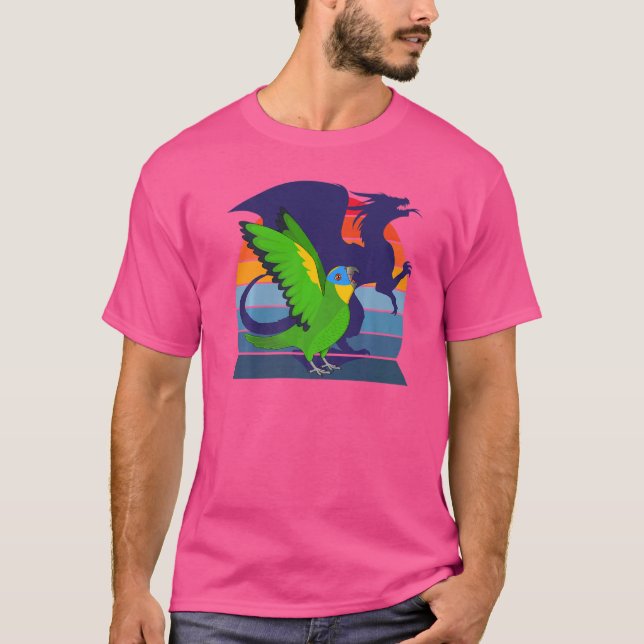 Retro Parrot I Winged Dragon I Orange vingade Amaz T Shirt (Framsida)