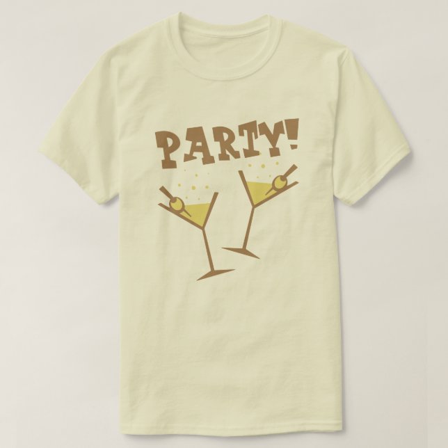 Retro Party Drycker Brun T-Shirt (Design framsida)