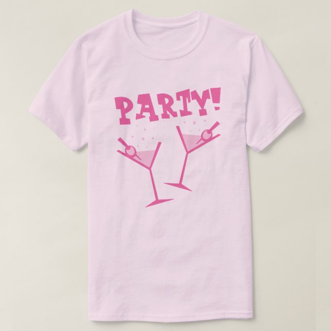 Retro Party Drycker Rosa T-Shirt (Design framsida)