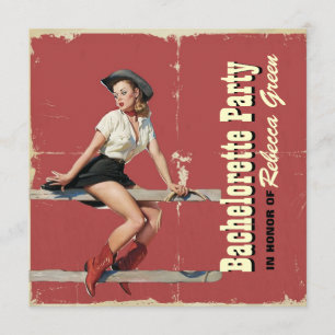 retro party för bachelorette för westernt land för inbjudningar