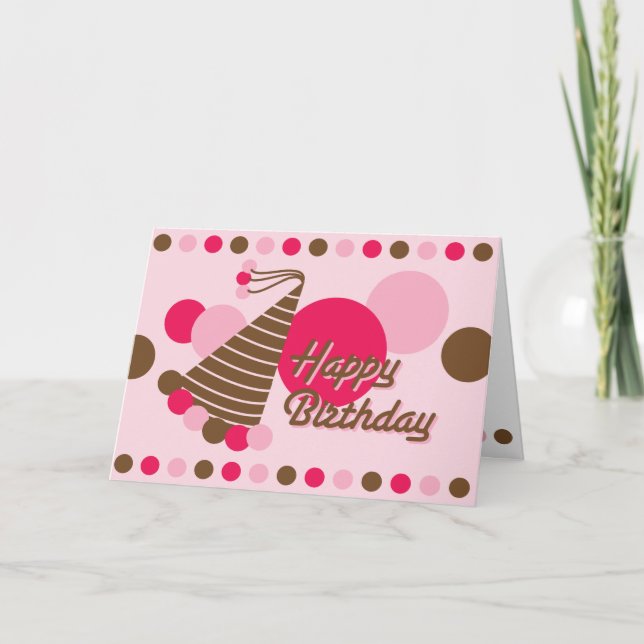 Retro Party Hat - födelsedagskort Kort (Framsida)