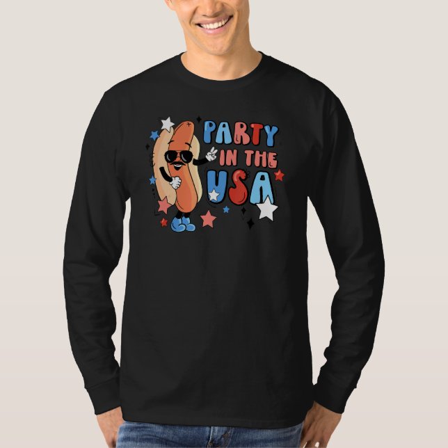 Retro Party i Förenta staternas Hett Hund 4 juli 2 T Shirt (Framsida)