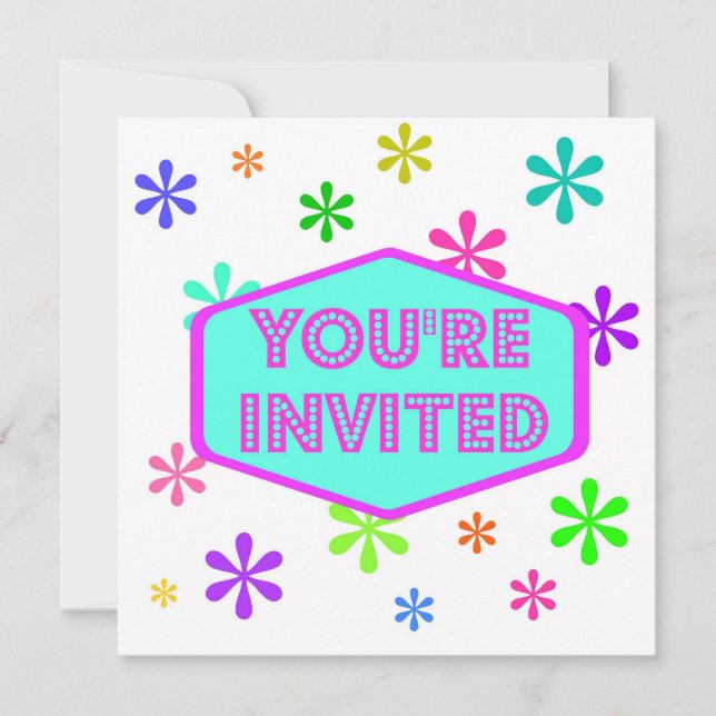 Retro party inbjudningar (Framsida)