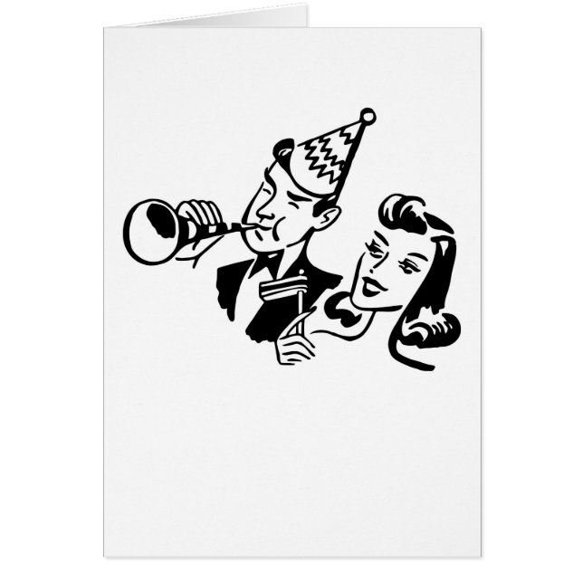 Retro Party Människor som firar ett särskilt tillf Hälsningskort (Framsidan)