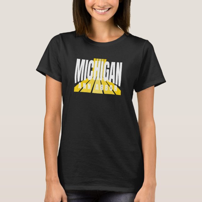 Retro Party Michigan Yellow & White Cool Michigan  T Shirt (Framsida)