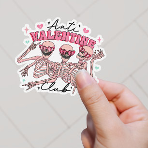 Retro Party Skeleton Anti-Valentine Klubb Vinyl Klistermärken