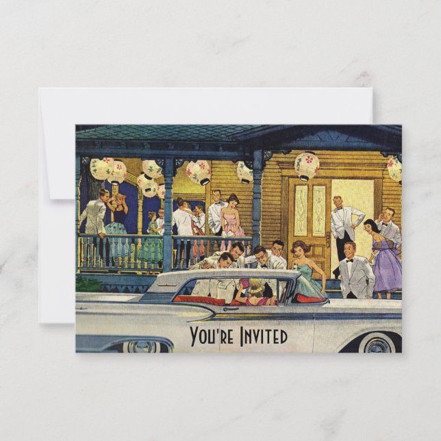 Retro Party tid V2 Inbjudningar (Framsida)