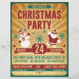 Retro partyreklamblad för jul brevhuvud