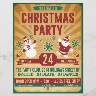 Retro partyreklamblad för jul brevhuvud