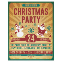 Retro partyreklamblad för jul