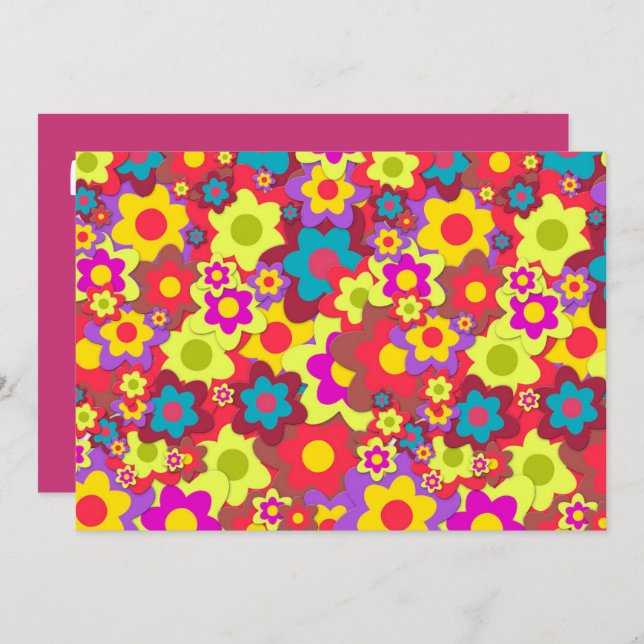 Retro partytema för Hippy 60-tal Inbjudningar (Fram/baksida)