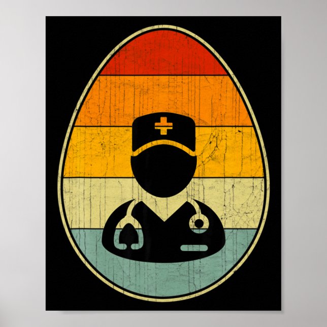 Retro påskägg grafik rolig påskdag medicinsk  poster (Framsidan)