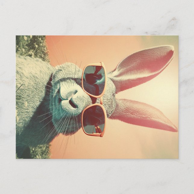 Retro Påskhare Chillaxing i gräs Vykort (Framsida)