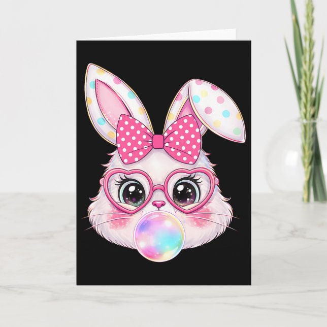 Retro påskharen Bubble Gum Heart Gles Spring Gi Kort (Framsida)