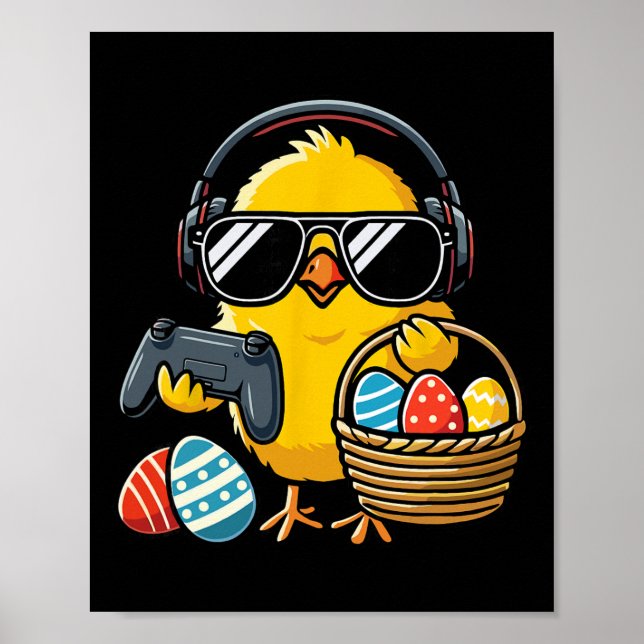 Retro påskkyckling Gaming Rolig påsk  Poster (Framsidan)