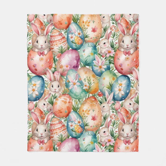 Retro påsksömlöst mönster. Vattenfärg Fleecefilt (Framsidan)