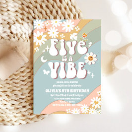 Retro Pastel 5th Birthday Invitation Inbjudningar