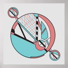 Retro Pastel Art Deco Geometric Måne Design Poster