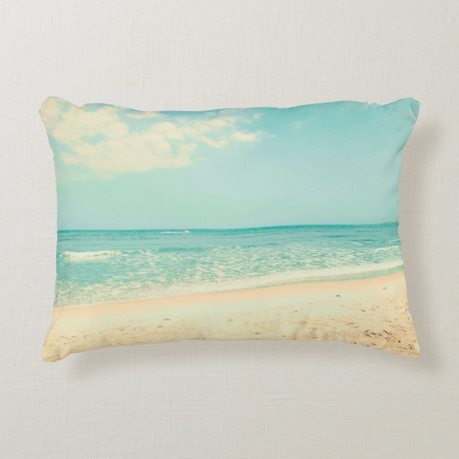 Retro Pastel Beachstrand,abstrakt,hipster,backgrou Prydnadskudde (Framsidan)