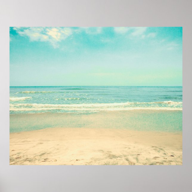 Retro Pastel Beachstrand,bakgrund,sommar,vintage Poster (Framsidan)