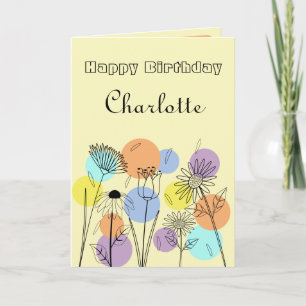Retro Pastel Birthday Card Kort