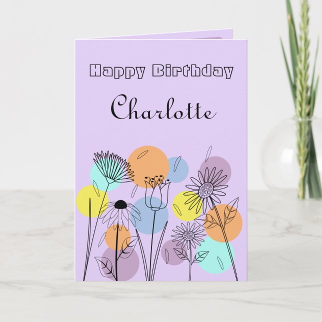 Retro Pastel Birthday Card Kort (Framsida)