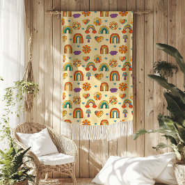 Retro Pastel Blanket Funky 70s Cozy Comfort Fleecefilt
