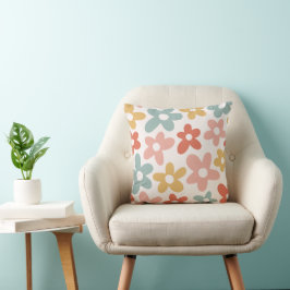 Retro Pastel-Blommigten Vågigt utskrift i Dekorati Kudde