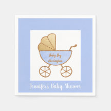 Retro Pastel Blue White Carriage Pojke Shower