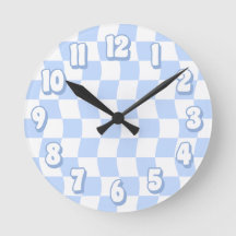 Retro Pastel Blue White Vågigt Checker