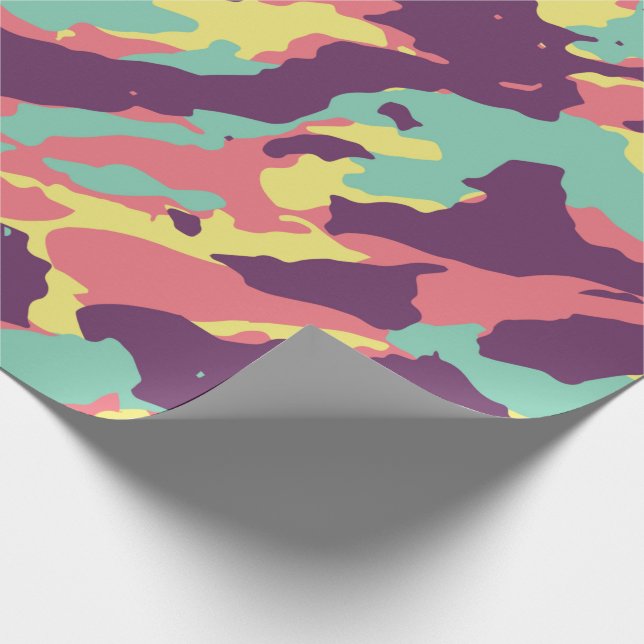 Retro Pastel Camo Abstrakt Wrapping Papper Presentpapper (Hörn)
