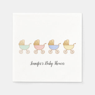 Retro Pastel Färg Carriages Parad Baby Shower Pappersservett