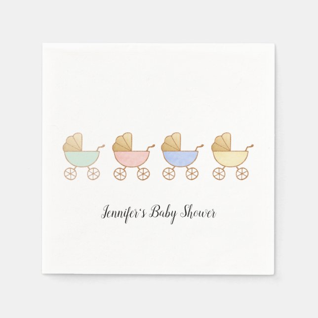 Retro Pastel Färg Carriages Parad Baby Shower Pappersservett (Framsidan)