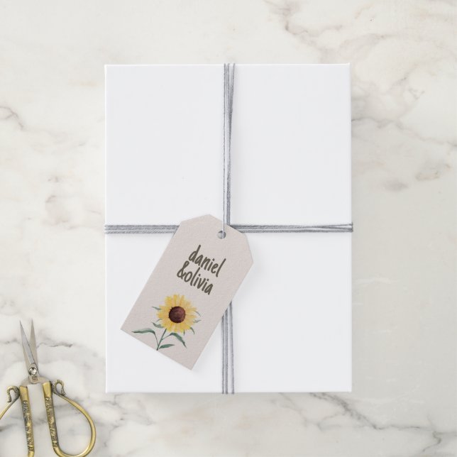 Retro Pastel Färg Daisy Bröllop Presentetikett (Med Snöre)