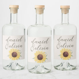 Retro Pastel Färg Daisy Bröllop Spritflaskor Etikett