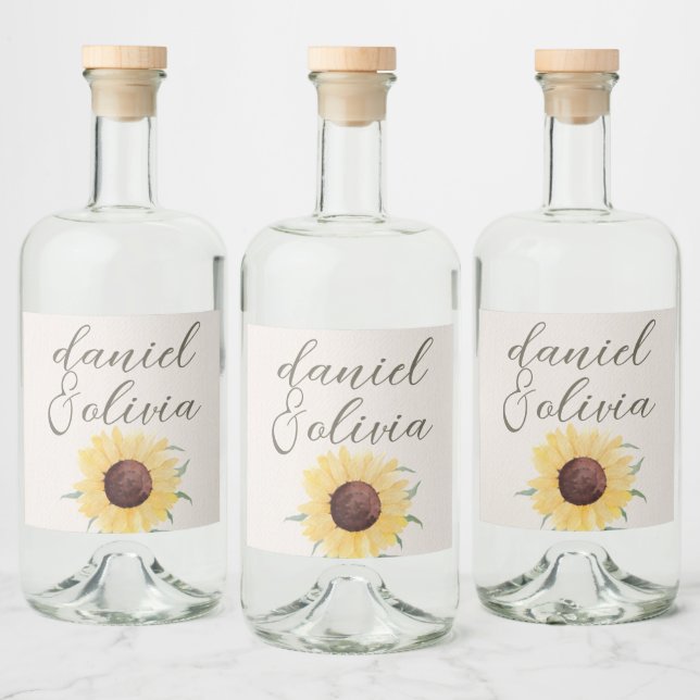 Retro Pastel Färg Daisy Bröllop Spritflaskor Etikett (Flaskor)