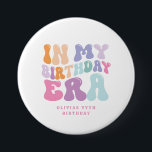 Retro pastel, färglös modern födelsedagstid knapp<br><div class="desc">Retro pastel färglös modern minimal funky födelsedag för party dekoration.</div>