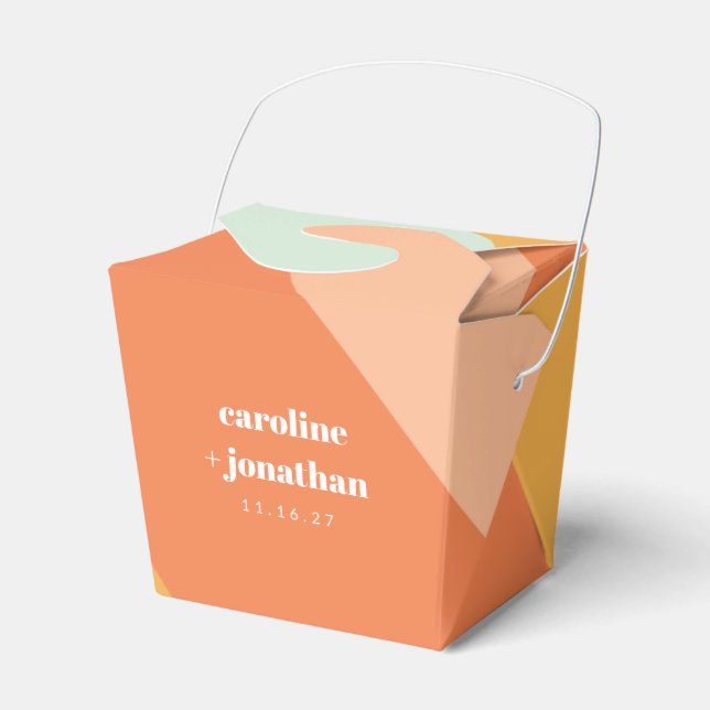 Retro Pastel Geometric Art Personligt bröllp Cute Presentaskar (Framsidan Sidan)