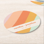 Retro Pastel Geometric Art Personligt bröllp Underlägg Papper Rund<br><div class="desc">Retro Pastel Geometric Art Personligt bröllp Round Papper Underlägg</div>
