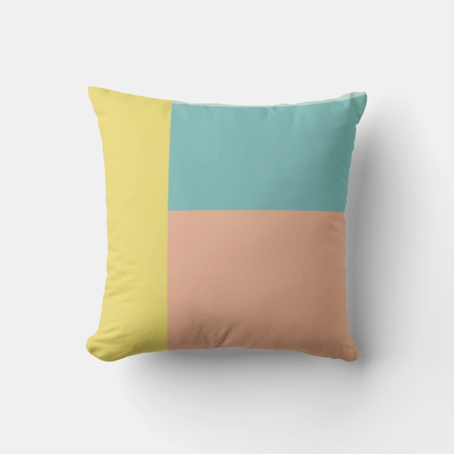 Retro Pastel Geometric Färg Block Teal Coral Kudde (Framsida)